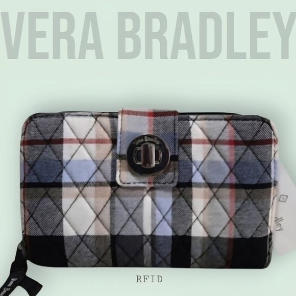 Handbags - Vera Bradley RFID Perfectly Plaid Wallet with Turn Lock Closure-NWT